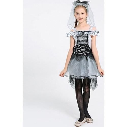 3Pcs Girls Halloween Cosplay Costume Animal Fancy Party Costume Spider Bride Lace Tutu Fairy Dress Princess Dress Carnival Party