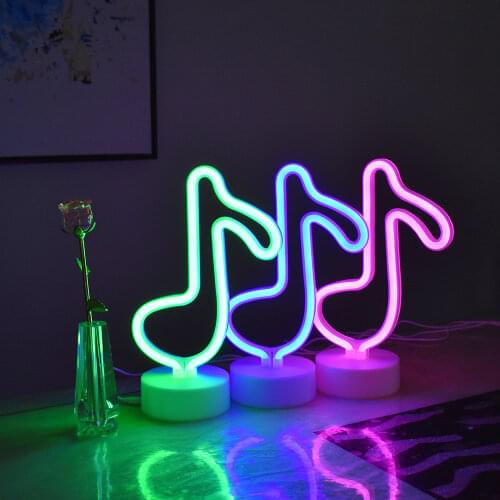 Creative LED Music Shape Neon Night Light Battery USB Table Night Lamp Christmas gift For Kids Rooms Bedroom Party Decoration