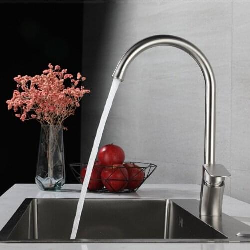 Kitchen Faucet Stainless Steel Single Handle Single Hole Tap Hot and Cold Kitchen Mixer 360 Degree Swivel Kitchen Faucets Taps