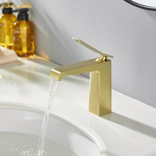Gold brush bathroom faucet frosted gold basin mixer hot and cold single handle basin tap sink faucet gold crane