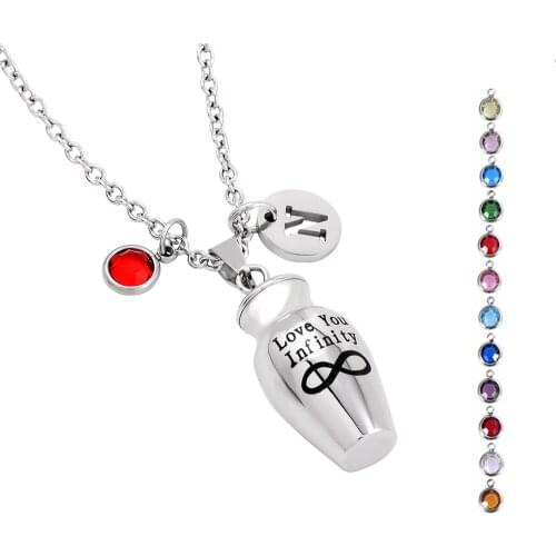 IJD0021 Fashion DIY Jewelry for Women,HOT Stainless Steel Love You Infinity Keepsake Cremation Urn Pendant Necklace for Ashes