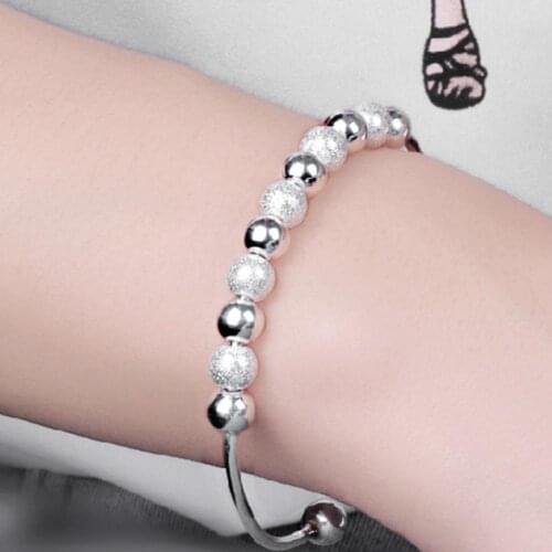 Trendy Sterling Silver Beads Chain Bracelet For Women Lady Girl Wedding Party Club Engagement Gift Present Fashion Fine Jewelry
