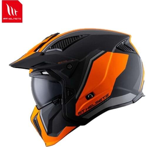 Original MT Motorcycle Helmet Men Women Streetfighter Motocross Helmet Full Face Off-Road Helmet Moto Accessories Orange Black