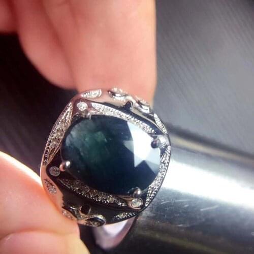 Natural Real Sapphire Ring 925 sterling silver Wholesales Fine jewelry Natural Sapphire Man Ring