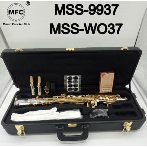 Music Fancier Club Soprano Saxophone MSS-9937 MSS-WO37 Silvering Gold Key With Case Sax Soprano Mouthpiece Ligature Reeds Neck