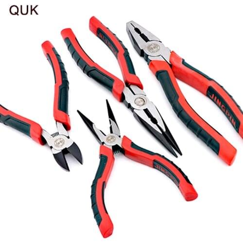QUK 6 8 Inch Electrician Pliers Set Cable Cutter Wire Stripping Cutting Tool Set Long Nose Diagonal Household Repair Hand Tools