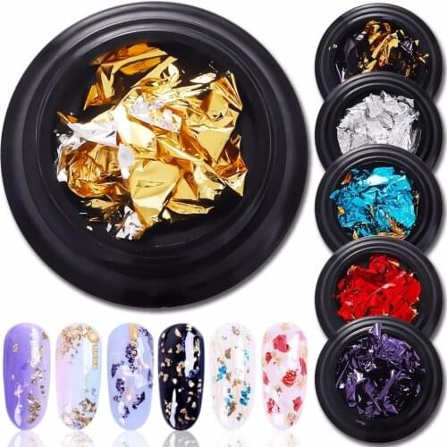 1box Nail Gold Silver Glitter Red Flake Chip Foil Paper Sticker Manicure Paillette Nail Art Decoration Sequin Decal Tools