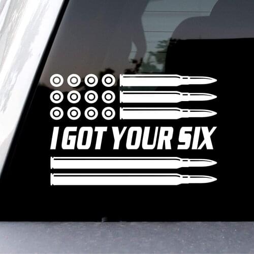 I Got Your Six Personality Word Car Sticker Cover Scratches Waterproof Anti-UV Car Window Body Decorative Stickers Accessories