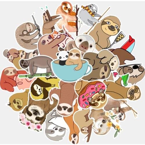 50pcs Cute Cartoon Sloth Waterproof Stickers Decals Design For Laptop Computer Helmet Car Motorcycle adesivi Stickers Customized