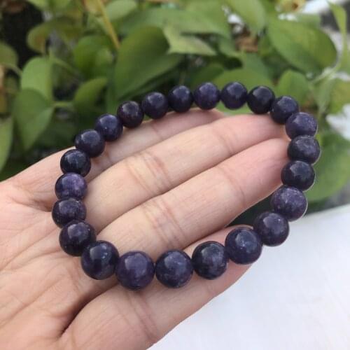 Natural Lepidolite Bracelet Round Beads Crystal Healing Stone