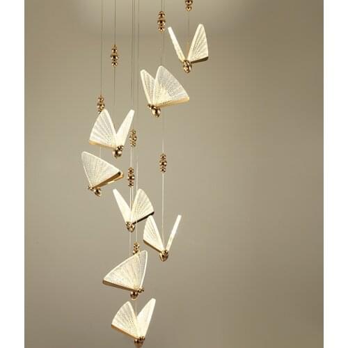 1 Head Butterfly Pendant Light Creative Gold Zinc Alloy Modern Hanging Lamp For Showroom Bar Coffee Shop Restaurant Bedroom