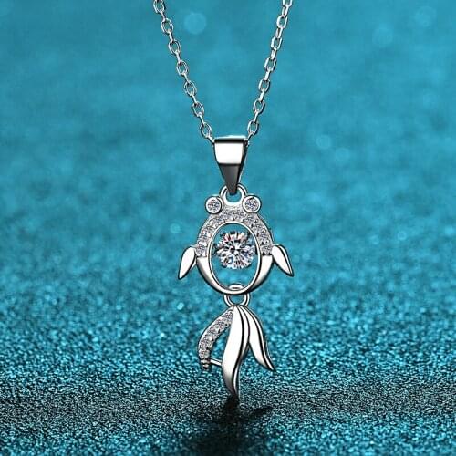 Passed The Diamond Test Perfect Cut Moissanite Mermaid Pendant 0.3CT Necklace 925 Sterling Silver Diamond Necklace Women Jewelry