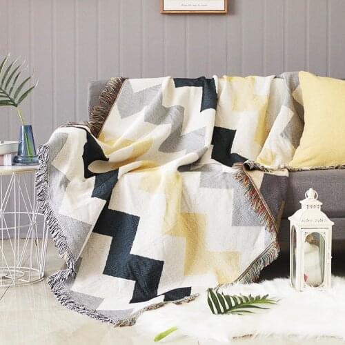 Simple Modern Rectangle Sofa Cover Geometric High Quality Soft Material Polyester Thread Blanket Full Cover Home Decor Sofabezug