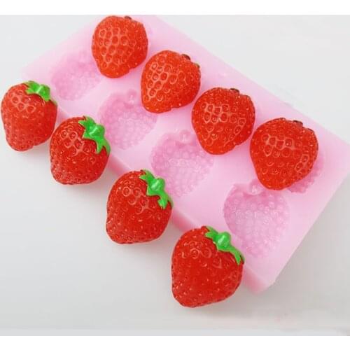 3D Strawberry Silicone Mold Fruit Mold Cake Decoration Fondant Dollhouse Cotton Candy Resin Clay Mold Cake Decorating Tools