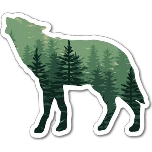 S40803# Various Sizes Funny Self-adhesive Decal Wolf Silhouette Forest Car Sticker Waterproof Auto Decors on Bumper Rear Window