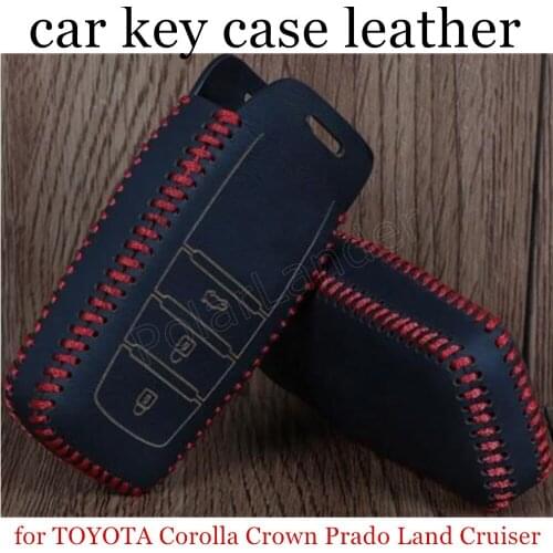 Only Red hot Key Case Car Hand Sewing Leather Key Cover for TOYOTA Corolla Crown Prado Land Cruiser Levin Highlander