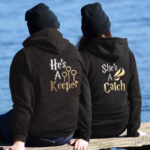 Women Men Lovers Sweatshirt Catch Keeper Couple Hoodies Hoody Lovers Couples Hoodies Casual Pullovers Gift
