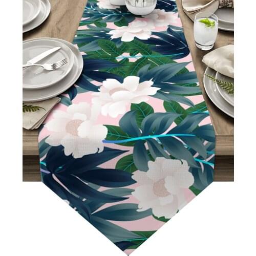 Tropical Plants Leaves Garden Table Runners Home Dining Coffee Table Decor Table Cloth Wedding Decoration Table Cover