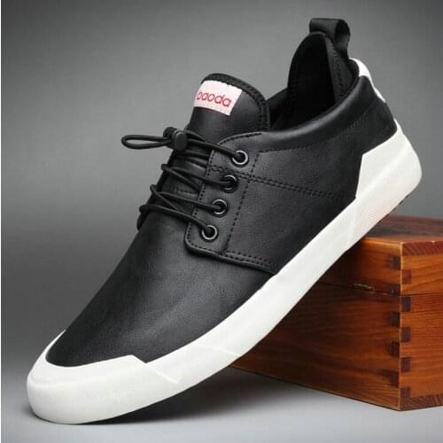 Spring Autumn High Quality Designer all Black Shoes Fashion Men Lace-up Leather Casual Shoes Trend Shoee Flats A31-05