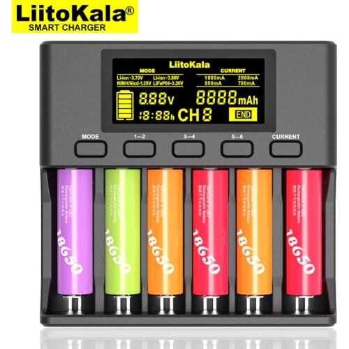 LiitoKala Lii-S6 Battery charger 18650 Charger 6-Slot Auto-Polarity Detect For 18650 26650 21700 32650 AA AAA batteries