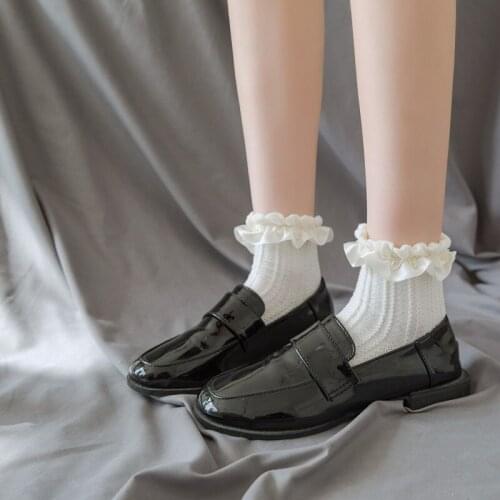 2021 Japanese Style JK Women Lolita Dress Uniform Socks Lace Twisted Knitting Female Kawaii Harajuku Solid Ruffle Socks