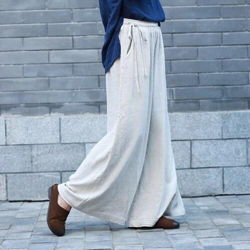 Palazzo pants for women baggy trousers female ladies wide leg pants woman 2018 Chinese style high waist pants female DD1675 S