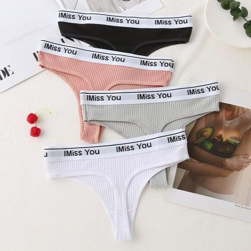 1Pcs Womens Sexy G-string Panties Cotton Sexy Thongs Underwear Underpants Soft Lingerie Lady Letter belt Low-Rise Intimates Pan