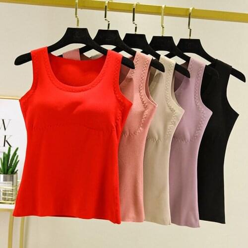 Women 2021 Autumn Winter Fashion O-neck Warm Vest Female Thick Sleeveless Underwear Tops Ladies Solid Color Slim Vest Tops D453