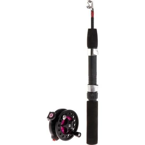 1 Set Fishing Rod With Fishing Reel Ultra Short Portable Mini Winter Outdoor Ice Fishing EVA Handle 4B/3B Reels Professional