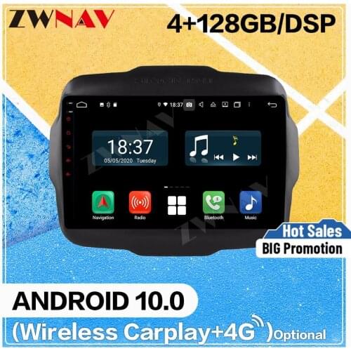 128G Carplay Android10 screen Multimedia DVD Player for Jeep Renegade 2016 2017 GPS Navigation Auto Audio Radio Stereo Head unit