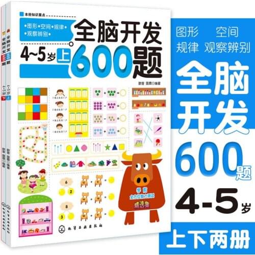 2pcs 600 Questions For whole Brain Develop Fun Mathematical Thinking Training Children Intelligence Development Game Book-BJ