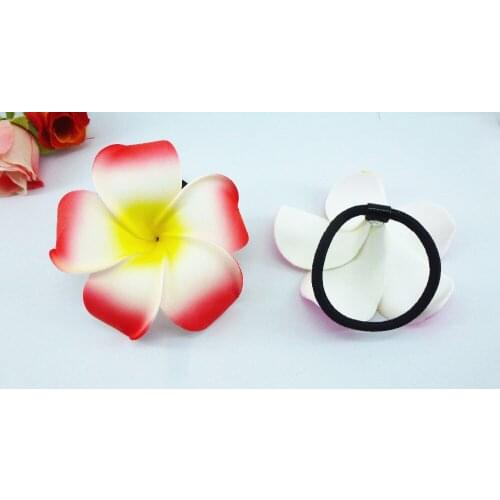 20 New red color Foam Hawaiian Plumeria flower Frangipani Flower bridal hair bands elastic bands 6cm