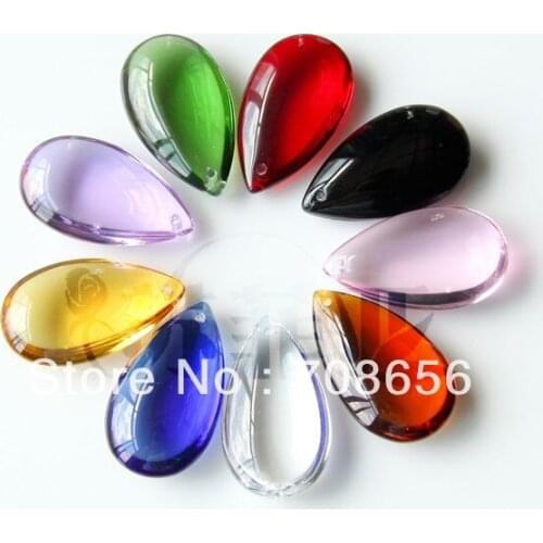 30pcs 50MM MIXED COLORS CHANDELIER LIGHT CRYSTALS DROPS ALMOND DROPLETS OVAL BAUBLE