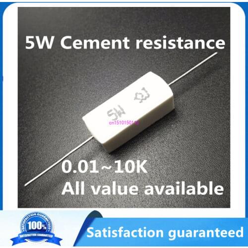 5pcs 5W 6.8 8 10 15 20 22 24 25 27 33 ohm 6.8R 8R 10R 15R 20R 22R 24R 25R 27R 33R Ceramic Cement Power Resistance Resistor 5