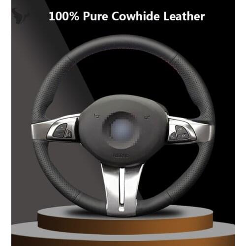 Hand-stitched Black Genuine Leather Steering Wheel Cover for BMW Z4 E85 (Roadster) 2003 20042008 E86 (Coupe) 2005 2006 2007 2008