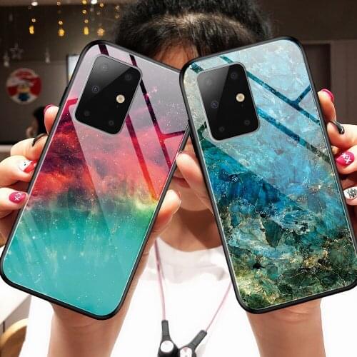 Gradient Glass Case For Samsung Galaxy S20 Ultra Silicone Frame Hard Tempered Glass Back Phone Cover For S20 Plus Coque Fundas