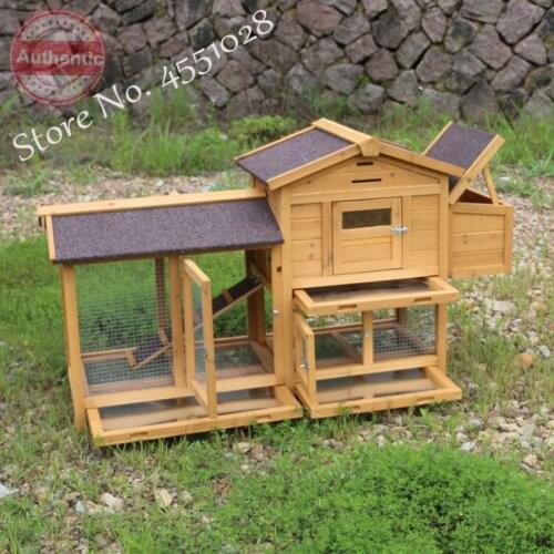 Wooden Chicken Coop Hen House Large 2 Layer Rabbit Hutch Poultry Cage Habitat Open Base Fir Wood Color