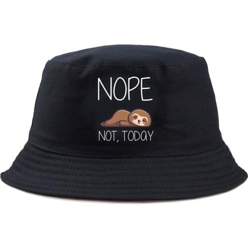 Reversible Nope Not today sloth Headwear Fisherman Hat Unisex Floppy Humour Panama Bucket Hat Outdoor Adult Brim Bob Hat Casual