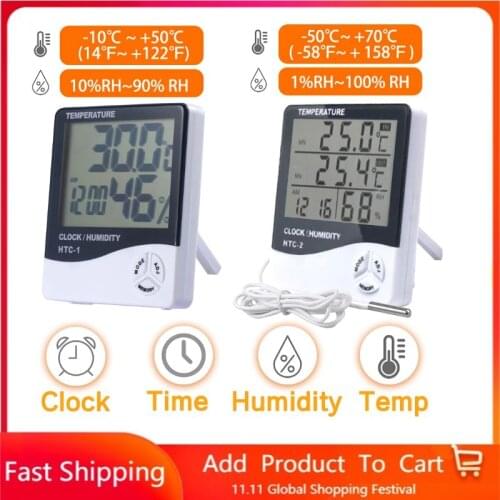 HTC-2 LCD Electronic Digital Temperature Humidity Meter Thermometer Hygrometer Indoor Outdoor Weather Station For Home