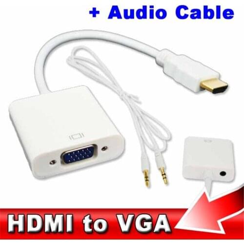 Kebidu 1pcs Video Converter Male to VGA RGB Female HDMI-compatible to VGA Cable 1080P for PC Laptop