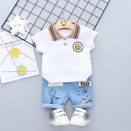 Baby Boys Clothes Set Summer POLO Shirt Short Cartoon Cotton Baby Sets For Newborn Fashion Toddler Casual Clothing 2pcs