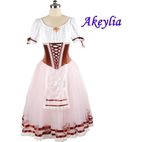 Brown Ballet Dress girl Giselle adult Romantic Ballet Tutu long Soft tulle YAGP Professional ballet stage costume Women JNBL81