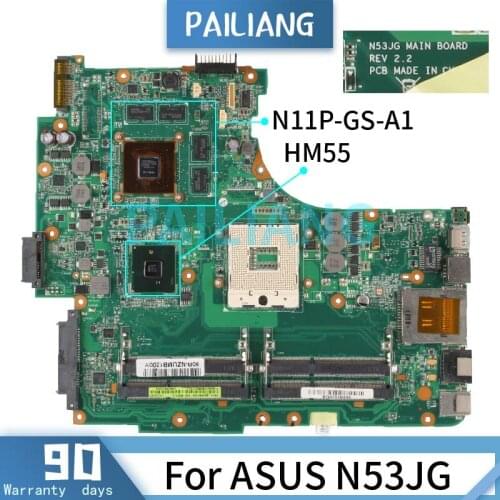 Mainboard For ASUS N53JG Laptop motherboadrd HM55 REV.2.2 N11P-GS-A1 DDR3 Support first-generation processors Tested OK