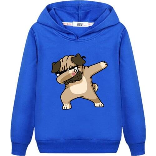 Cute Puppy Kids Hoodie Plus Velvet Cotton Sweatshirt Boy Long Sleeve Jacket Girl Thin Pullover Dabbing Dance Action Clothes