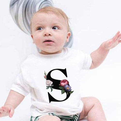Fashion Boys T Shirts Casual Funny Girl Top Unisex Short Sleeve 2020 Kids T Shirt Harajuku Girls T Shirts Kawaii Flower Letters