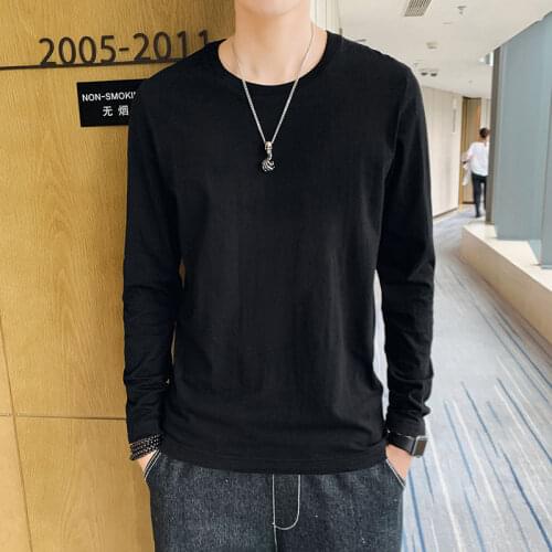 2020 Mens New Fashion Tshirt Autumn Winter Hip Hop Long Sleeved Tops Solid High Quality Bottoming T-shirts Sportwear