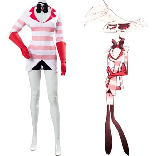 NEW Hazbin Cosplay Hotel Angel Dust Angeldust Costume Dress Full Suit For Women Girls Halloween Costume women summer dress