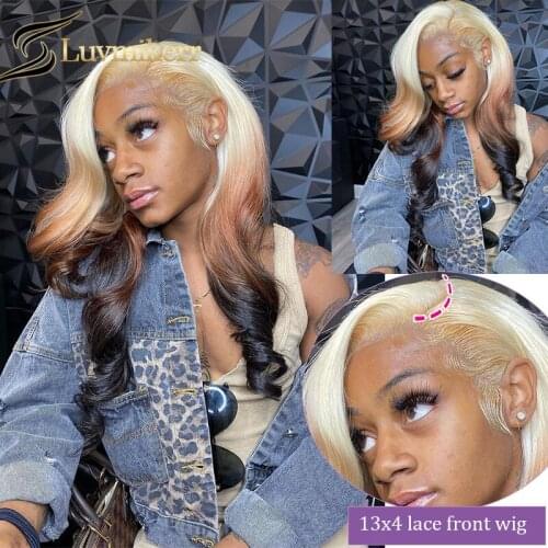 Ombre 613 Blonde Brown Colored 13x6 Hd Lace Frontal Wig 40 Inch Human Hair Wavy Full Lace Front Glueless Women Pre Plucked Wigs