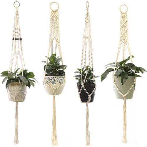 Handmade Macrame Flower Hanger Pot House Decoration Vintage Garden Wall Hanging Flower Pot Holder Basket Home Garden Decor