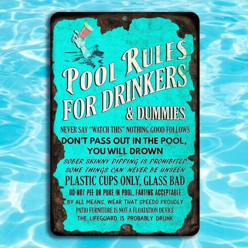 Swimming Pool Drinkers Swimming Pool Rules Warning Sign For Entertainment Venue Easy To Install Warning Sign